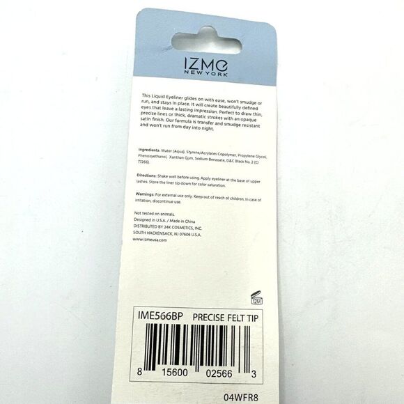 IZME NY BLACK Waterproof LIQUID EYE LINER * Precise Felt Tip * 24 Hour .05oz NEW - Picture 2 of 3